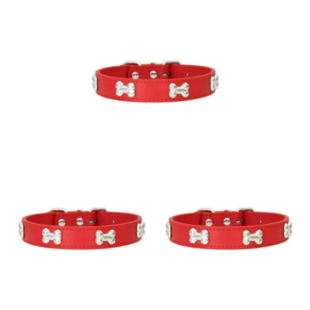 Guardoinrt Comfortable Wear In Multiple Sizes With Stylish PU Multiple Sizes Available PU Cat Collar red 1.5*37cm 3Set