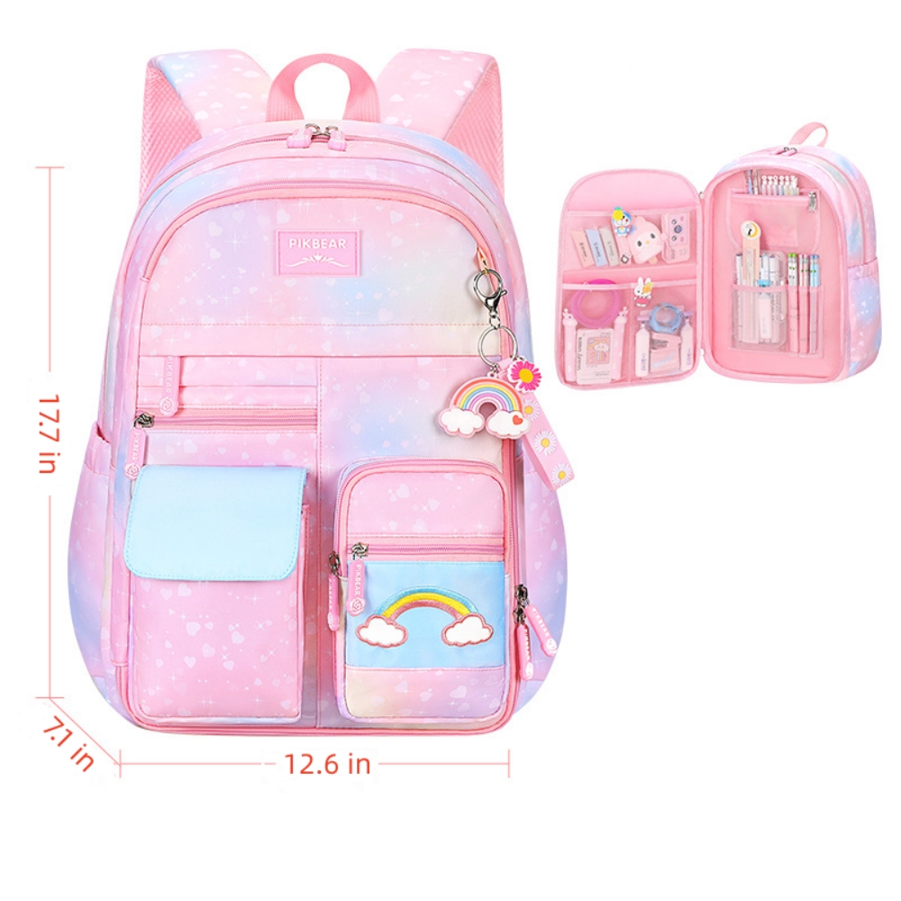 Mochila escolar para niñas, rosa, bolsa de hombro para niños 5