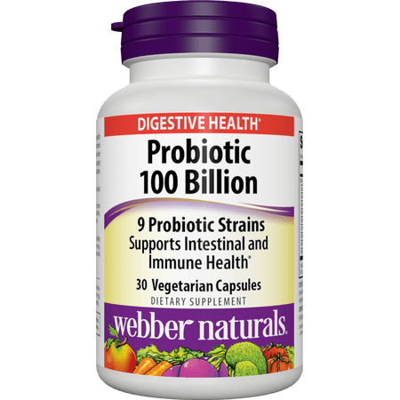 Webber Naturals Probiotic 100 Billion, 30 Capsules, Supplement for Immune and Digestive Health, Shelf-Stable, No Refrigeration Required, Non GMO and Gluten Free, Suitable for Vegetarians