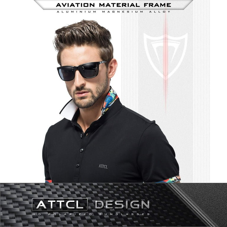 ATTCL Men's Retro Metal Frame Driving Polarized Sunglasses for Men Black-Gray As The Picture