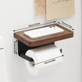 thumbnail image 2 of Black Walnut Toilet Paper Holder, Wall Mounted Bathroom Tissue Roll Stand with Shelf for Phone, No Drill Adhesive & Screw Mounting, Natural Wood(Black20*12*8.5cm), 2 of 3
