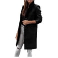 thumbnail image 2 of Long Suit Jackets for Women Dressy Blazers Wool Blend Trench Coat Notched Collar Single Breasted Parkas, 2 of 6