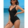 thumbnail image 4 of Charmo Womens V Neck One Piece Swimsuit Double Straps Monokini Swimsuits Tummy Control Swimwear, 4 of 6