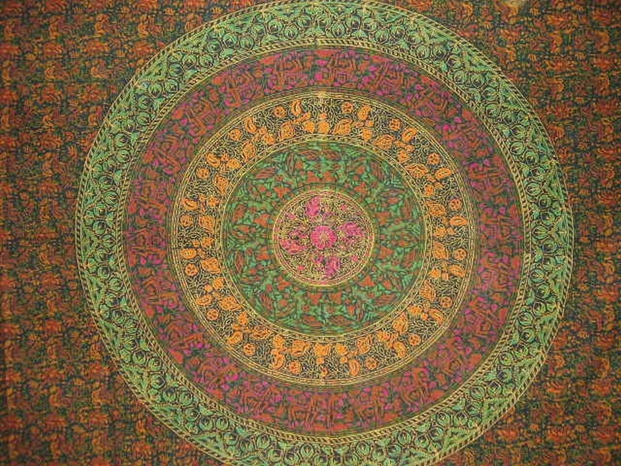 Sanganeer Block Print Indian Tapestry Cotton Bedspread 108" x 108
