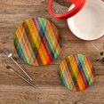 thumbnail image 2 of SKYSONIC Rainbow Buffalo Check Plaid Trivet Pot Holder Set of Potholders for Kitchens 100% Cotton Thread Weave Trivets Kitchen Trivet for Table Countertop Protector Hot Pads Pans Mats, 2 of 7
