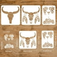 thumbnail image 2 of 3Pcs Layered Cow Skulls Stencil Feathered Cow Skull Painting Template Boho and Aztec Style Cow Skulls with Flower Crown Decoration Stencil for Painting on Wood Wall and Furniture, 2 of 9