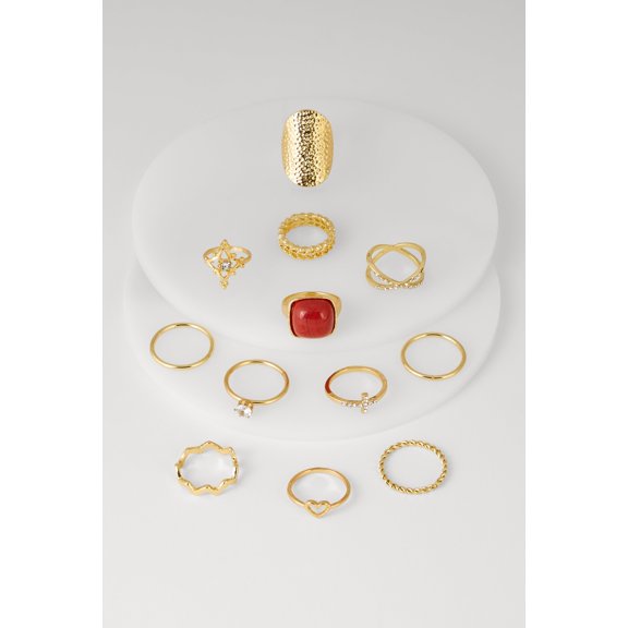 Women's Cubic Zirconia Assorted Rings Set of 12