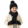 thumbnail image 2 of Sentuca 3 Pcs Kids Winter Hat Gloves Scarf Set Pom Pom Knit Beanie Long Scarf and Gloves Warm Cold Weather Accessory for Boys Girls Size 3-12Y, 2 of 6