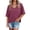 Dark Purple, variant on Women's Loose Fit V Neck Mid Length Sleeve Basic Top, Casual Short Sleeve Blouse with Spliced Hem, Lightweight Summer Pullover for Daily Wear Black L