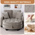 thumbnail image 3 of MIKIBAMA 51 Inch Brown Oversized Chenille Chaise Lounge Chair Tufted Convertible Design Adjustable Backrest With Ottoman for Small Spaces, 3 of 8