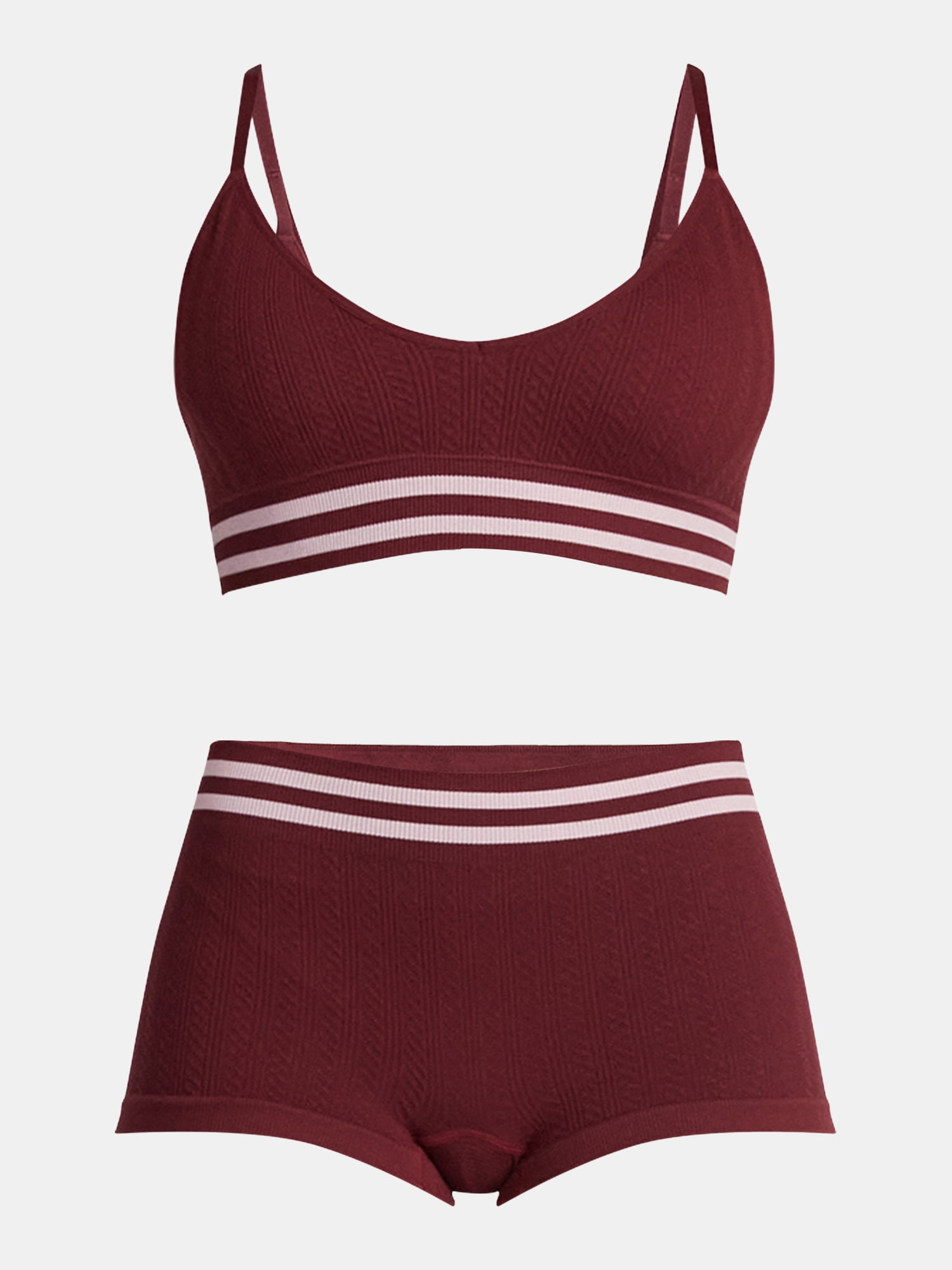 No Boundaries Seamless Triangle Bralette & Boyshort Set, 2-Piece, Women's XS-XXXL