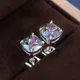 thumbnail image 2 of Gran oferta de Pendientes femeninos de Plata de Ley 925 con incrustaciones de garra, Pendientes de circón cuadrados Multicolor para mujer, Pendientes Oorbellen Brincos, 2 of 2