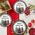 thumbnail image 4 of PuSpu Christmas Parties Disposable Tableware Black White Checkered Christmas Tree Theme 7-inchs 9-inchs Paper Plates Paper Cups Tissue Set Of Party-Themed Paper Plates Set, 4 of 6