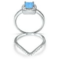 thumbnail image 4 of 1 Carat Blue Lab Opal Wedding Ring Set Platinum Plated Sterling Silver for Women Size 9, 4 of 5