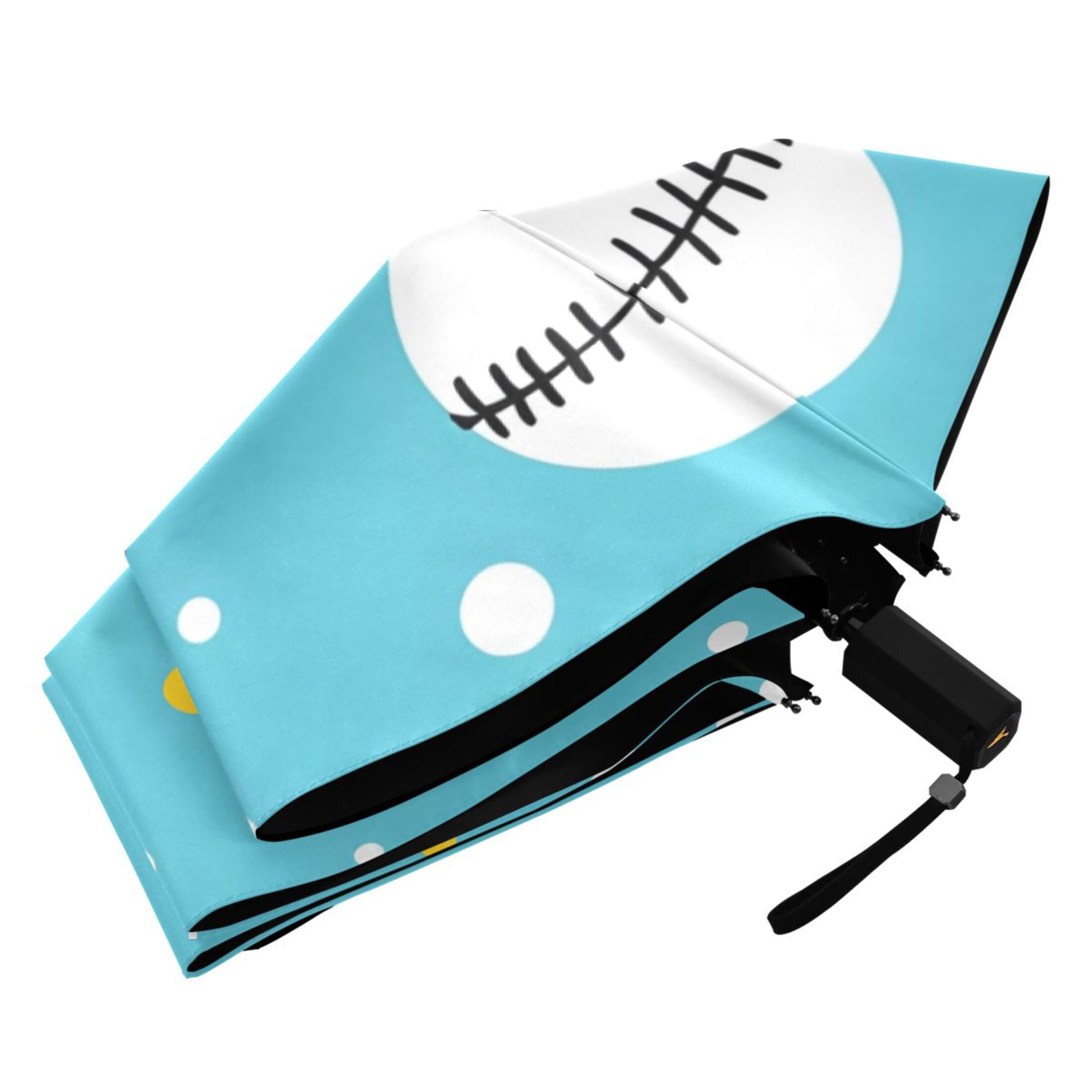 ALAZA Baseball Polka Dots UPF 50+ Compact Folding Umbrella for Rain Travel Umbrella Packable