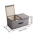 thumbnail image 3 of Cotton Linen Storage Box, Foldable Fabric Bin, Large 15.5 X 11 X 9.5 Inches, Double Lid Design for Underwear Storage, Debris Sorting, and Closet Organization, Light Blue, by FAJHHA, 3 of 7