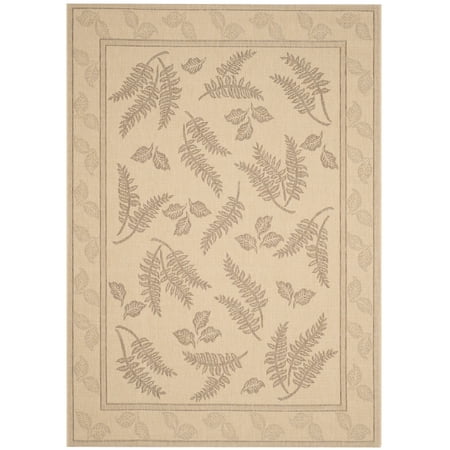 SAFAVIEH Courtyard Euler Traditional Floral Indoor/Outdoor Area Rug, 4' x 5'7", Natural/Brown