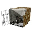 thumbnail image 5 of Retro Dog Crate Cover, Earth Tones Inspired Geometric Stripes Color Bars and Squares Pattern, Easy to Use Pet Kennel Cover Small Dogs Puppies Kittens, 7 Sizes, Chocolate and Cadet Blue, by Ambesonne, 5 of 6