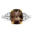 thumbnail image 4 of White Sterling Silver Ring Band Gemstone Yellow Smoky Quartz Topaz, 4 of 5