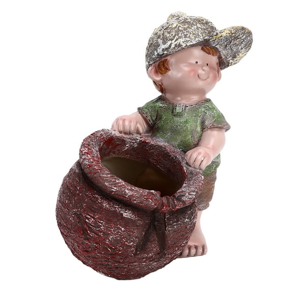 Plant Pot, Vivid Real Textured Exquisite Simulation Design Flower Pot Ornament Waterproof Sunproof for Desk Decoration for Garden Lawn