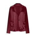 thumbnail image 5 of Otntypg Womens Velvet Blazer Business Casual Suit One Button Jackets V Neck Work Office Blazers Vintage Velvet Button Up Suit Coat Wine M, 5 of 10