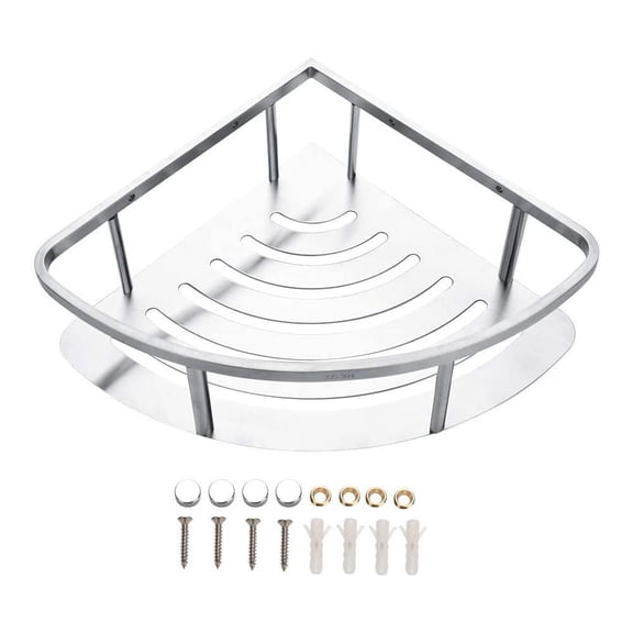 Suodoka 304 Stainless Steel Wall‑Mounted Corner Shower Basket – Triangular, Rust‑Resistant, Quick‑Drain Bathroom Gel & Soap Organizer