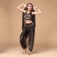 thumbnail image 2 of SJLDQY Carnival Womens Belly Dance Dress Up Sexy Sequined Tops Lace Mesh Pants Outfits Party Stage Performance Clothes Set, 2 of 4