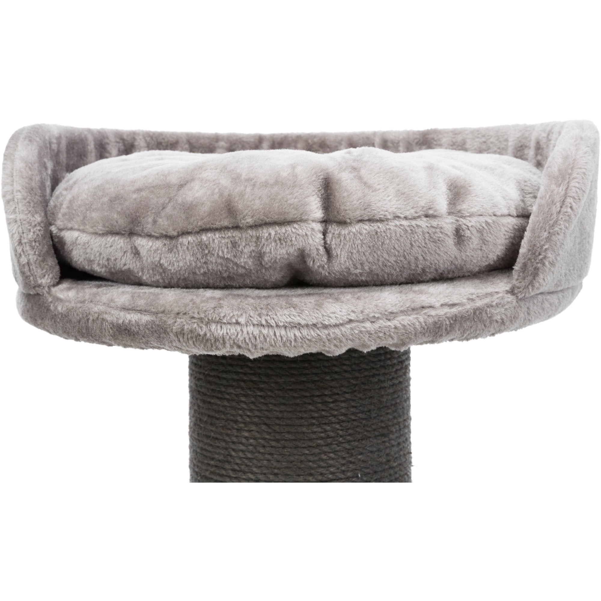 TRIXIE Pepino Sisal 35" Scratching Post with Plush Platform Bed and Dangling Cat Toy, Gray