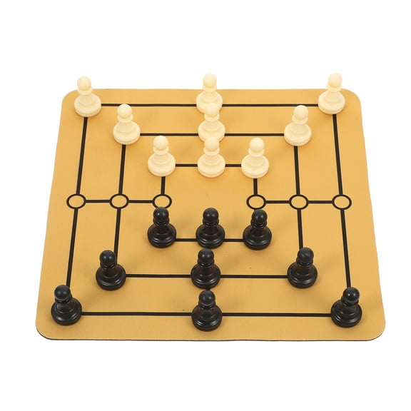 Nine Men's Game Portable Chess Set for Family Fun Tabletop Strategy Game Ideal for Home and Party Entertainment