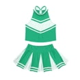 thumbnail image 3 of LiiYii Girls Cheerleading Stage Outfit Sleeveless Zippered Tops with Pleated Skirt Set for School Party Green 10, 3 of 6