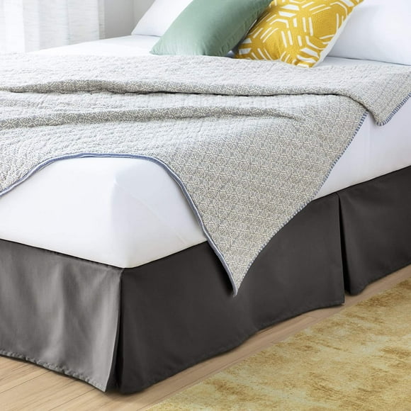 czcpp-LINENSPA 14 Inch Microfiber Bed Skirt - Wrinkle and Fade Resistant - Box Spring Cover - Pleated - Twin - Graphite