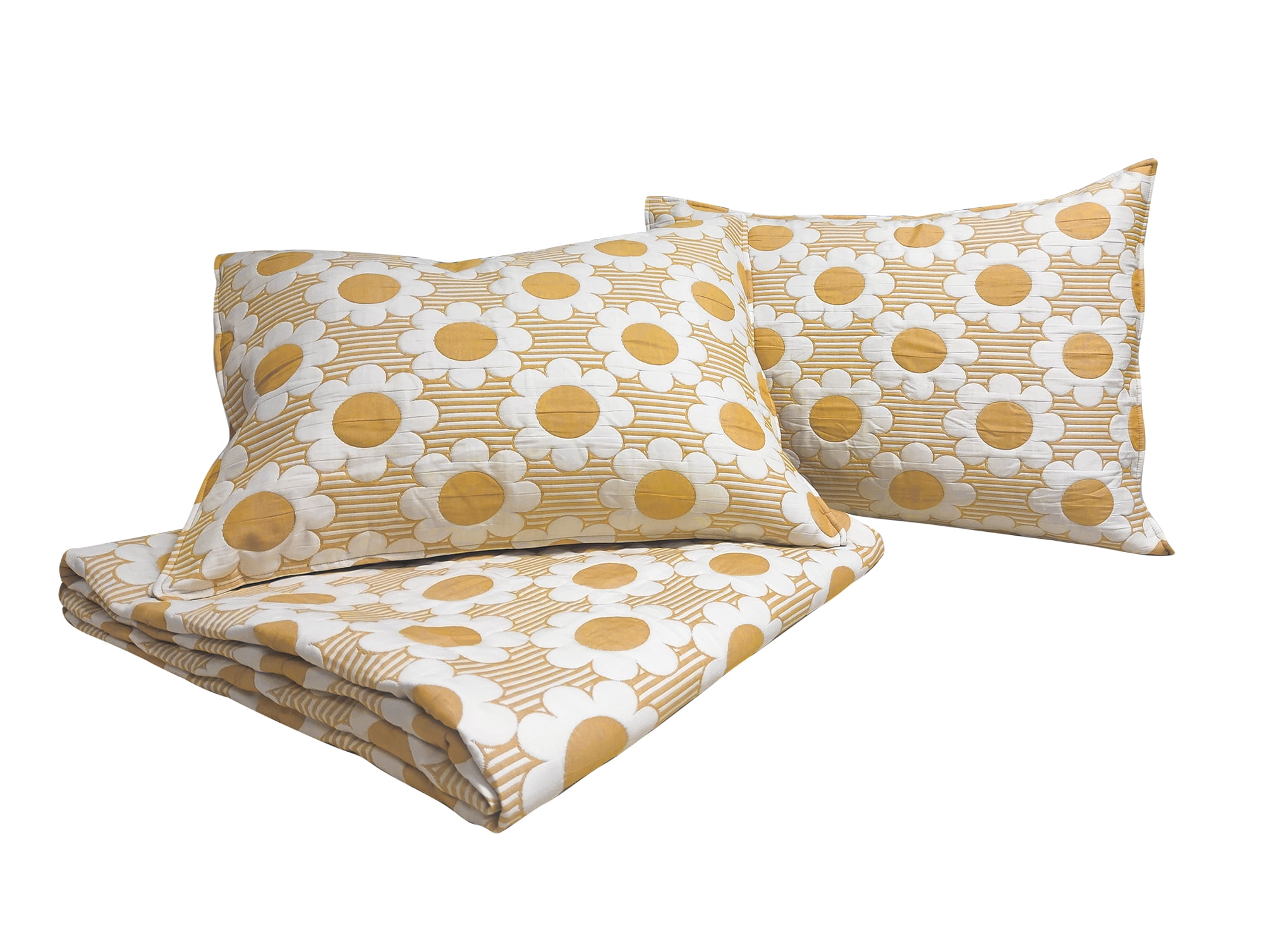 Daisy Flower Yellow Soft Matelasse Jacquard Quilt Set - Twin