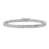 BERRICLE Sterling Silver Bar Princess Cut Cubic Zirconia CZ Fashion Tennis Bracelet for Women, Rhodium Plated, 7.5 inch