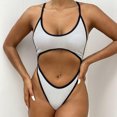 thumbnail image 4 of Gibobby Traje de baño sexy de una pieza Traje de baño de 1 pieza para mujer Traje de baño ajustable ahuecado sexy Traje de baño duradero sin espalda(Plata de plata,CH), 4 of 5