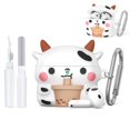 thumbnail image 1 of Funda de silicona Nimuw para AirPods 4 con diseño de vaca y mosquetón, 1 of 8