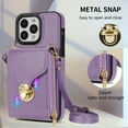 thumbnail image 6 of Dteck for iPhone 16 Pro Crossbody Wallet Case, Card Holder Zipper Phone Case with Shoulder Strap, Durable Leather Purse for Women Compatible with iPhone 16 Pro 6.3 Inch 2024,Purple, 6 of 7