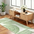 thumbnail image 2 of GlowSol 2'x6' Hallway Runner Rug Indoor Modern Geometric Stripes Print Non Slip Bedroom Runners for Laundry Kitchen, Green, 2 of 7