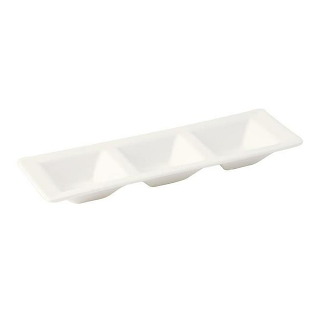 Oneida L6050000921 11.75 in. Zen Porcelain Three Well Compartment Tray