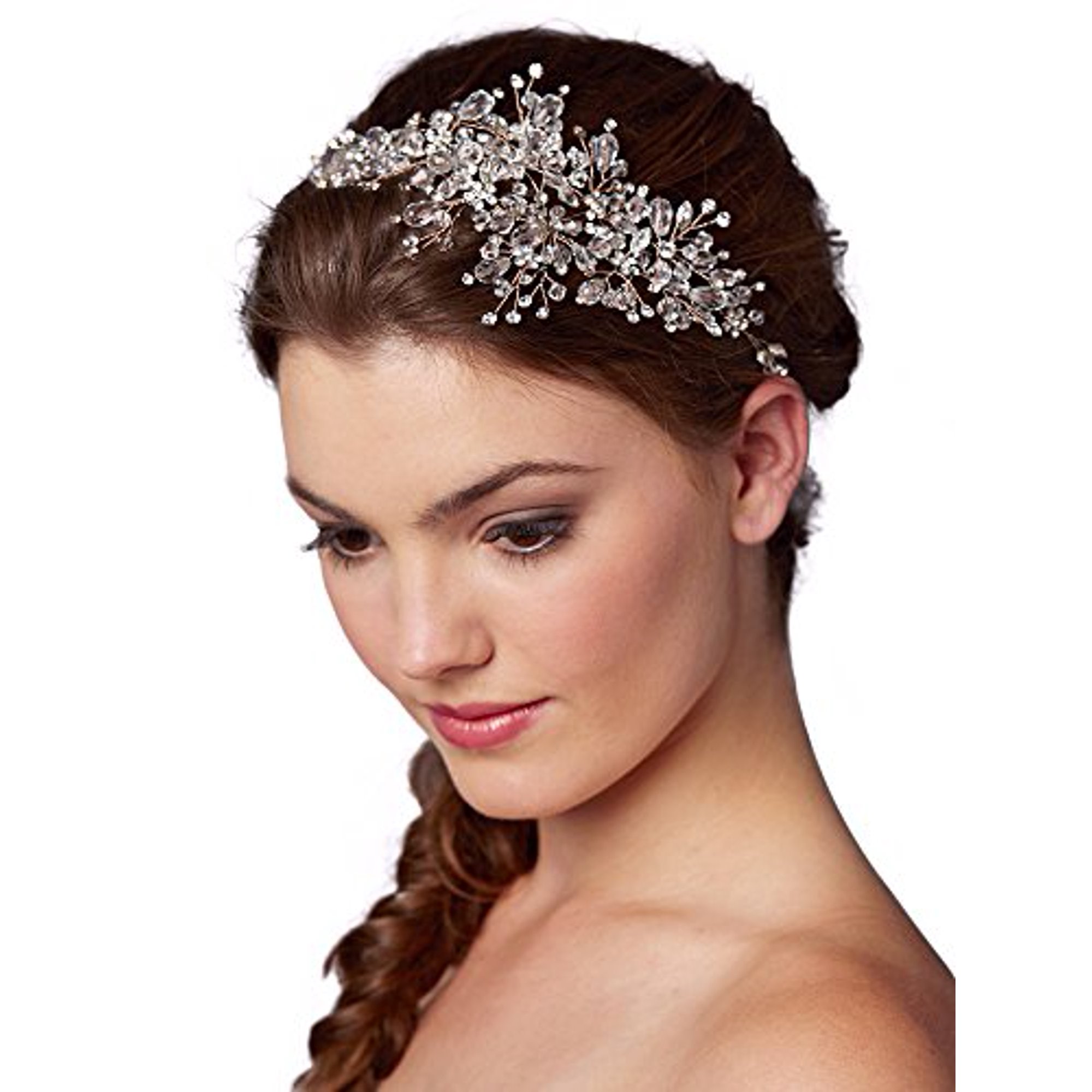Mariell Rose Gold Crystal Bridal Headpiece Hair Vine Wedding