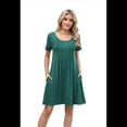 thumbnail image 1 of Vestido de Verano Plisado para Mujer, Informal, de Corta, con Bolsillos, Verde Oscuro, Talla XL, 1 of 9