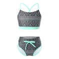 thumbnail image 3 of inlzdz Girls Tropical Print Bikini Set  Two Piece Swimsuits Summer Water Sport Swimwear Bathing Suits Blue 12, 3 of 7