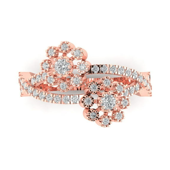 Halo Engagement Ring for Women - 0.48ct Moissanite in 14K Rose Gold Promise Ring