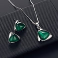 thumbnail image 1 of Koszal Women Faux Gemstone Triangular Pendant Necklace Ear Stud Earrings Jewelry Set, 1 of 7