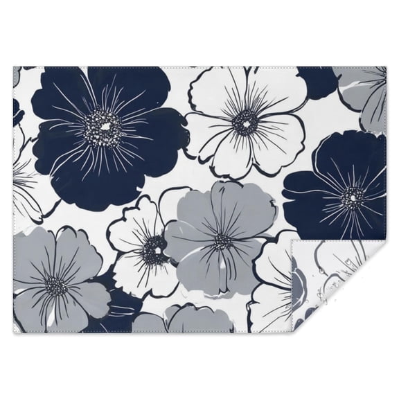 Blue Pioneer Flower Rectangle Tablecloth 60"x84",Waterproof Polyester Rectangle Table Cloth, Wipeable Spillproof Polyester Tablecloth for Dining, Camping, Indoor and Outdoor