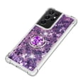 thumbnail image 4 of Funda para Samsung Galaxy S21 Ultra 5G con Brillo Líquido Flotante, Purpurina, Parachoques y Anillo Giratorio Soporte, 4 of 5