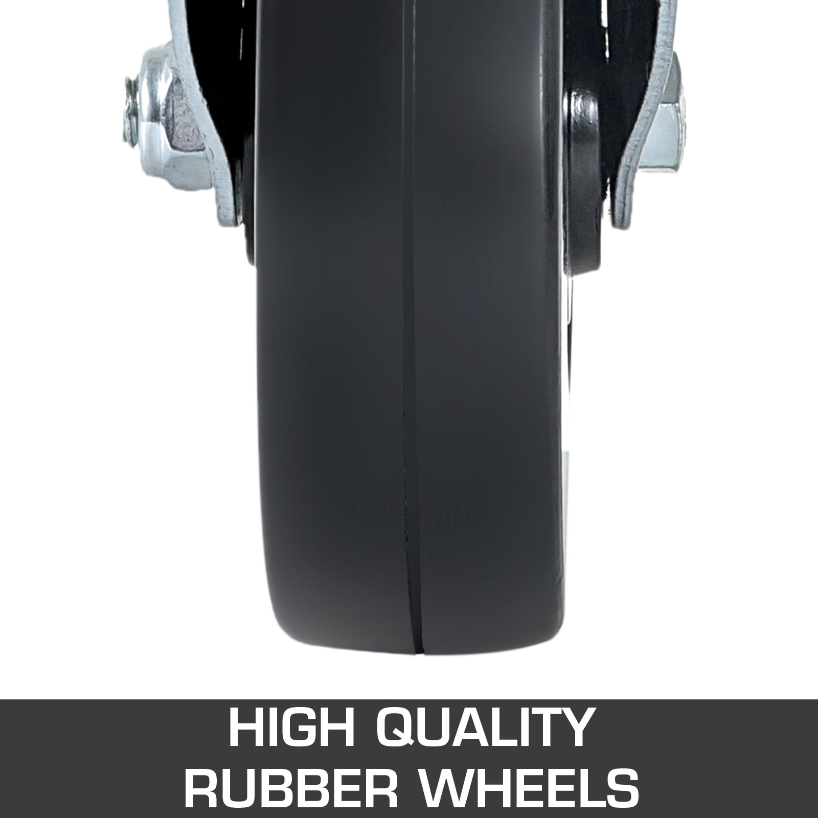 VEVOR 4 Pack 5" Heavy Duty Scaffolding Rubber Swivel Caster With Dual Locking 1.25" Square Stem 440LBS Capacity Per Wheel