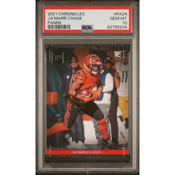 Graded 2021 Panini Chronicles Ja'Marr Chase #PA24 Panini Rookie RC Football Card PSA 10 Gem Mint