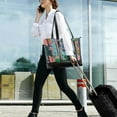 thumbnail image 5 of FORMRS Canvas Laptop Tote Bag for Women with 15.6" Computer Compartments Shoulder Handbag, Pink Door, 5 of 7