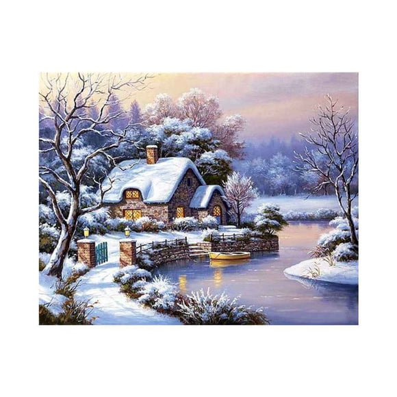 Bosque casa paisaje pintura de diamantes de imitación paisaje cristal punto de cruz decoración del hogar imagen de diamante Speravity JJ14138-05