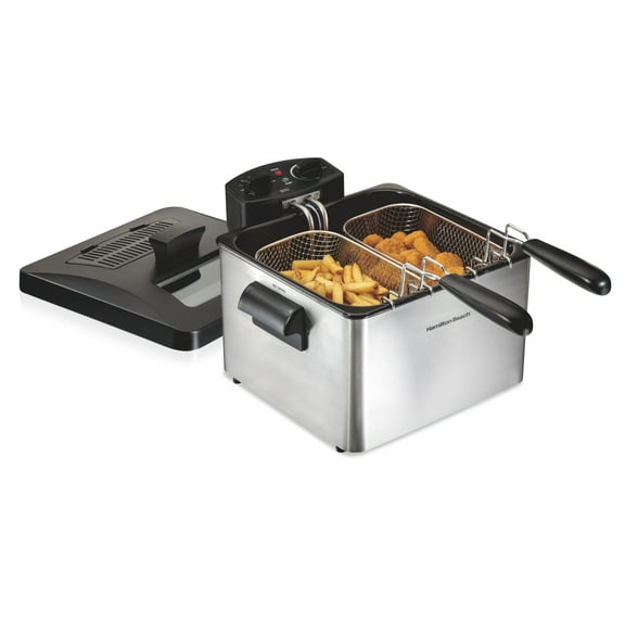 Hamilton Beach 19-Cup/4.5L Electric Deep Fryer with 2 Baskets, Freidora de Aceite, Stainless Steel